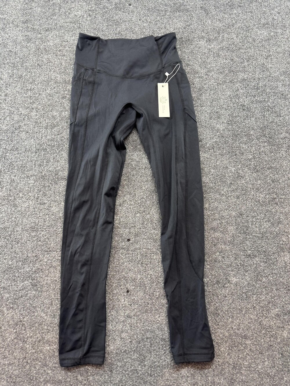 Yunoga Leggings Womens Small Black High Waist Ankle Pockets Yoga Gym Stretch